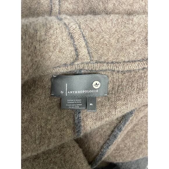 By Anthropologie Hygge Cardigan wool open front oversized gray brown size M/L - Picture 2 of 8